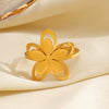 Stainless Steel Geometric Flower Ring For Ladies With Electroplating