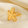 Stainless Steel Geometric Flower Ring For Ladies With Electroplating