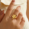Stainless Steel Geometric Flower Ring For Ladies With Electroplating