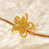 Stainless Steel Geometric Flower Ring For Ladies With Electroplating