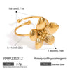Stainless Steel Geometric Flower Ring For Women With Electroplating Design