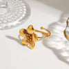 Stainless Steel Geometric Flower Ring For Women With Electroplating Design
