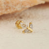 Stainless Steel Geometric Flower Women's Cartilage Piercing Earrings With Electroplating