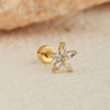 Stainless Steel Geometric Flower Women's Cartilage Piercing Earrings With Electroplating