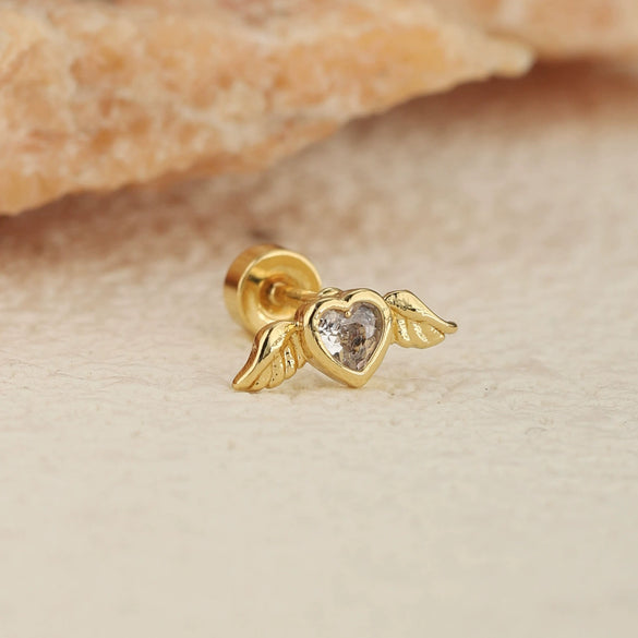 Stainless Steel Geometric Flower Women's Cartilage Piercing Earrings With Electroplating