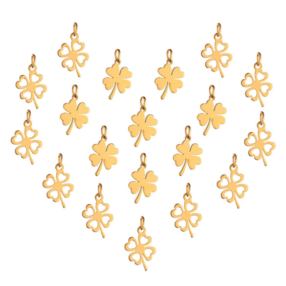 Stainless Steel Geometric Fourleaf Clover Star Jewelry Accessories Pendant Necklace With Electroplating