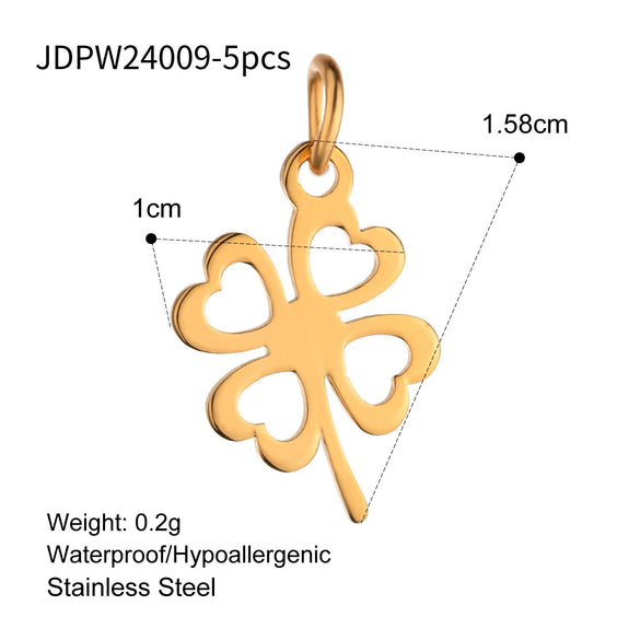 Stainless Steel Geometric Fourleaf Clover Star Jewelry Accessories Pendant Necklace With Electroplating