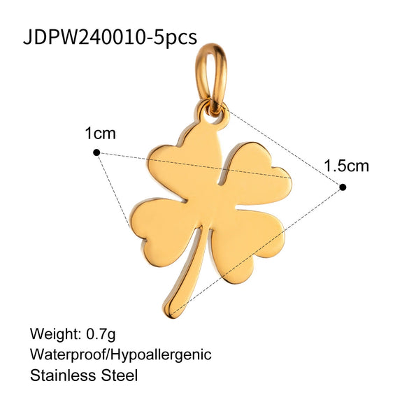 Stainless Steel Geometric Fourleaf Clover Star Jewelry Accessories Pendant Necklace With Electroplating