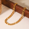 Stainless Steel Geometric Freshwater Pearl Pendant Figaro Chain Anklet Women's Jewelry