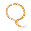Stainless Steel Geometric Freshwater Pearl Pendant Figaro Chain Anklet Women's Jewelry