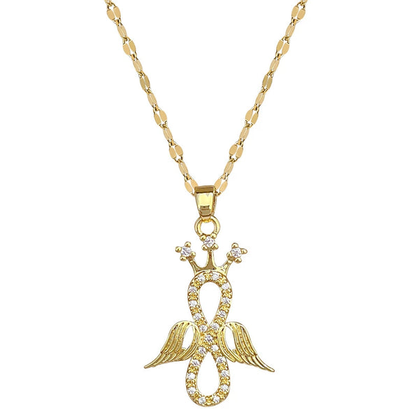 Stainless Steel Geometric Full Diamond Women's Necklace With Copper Pendant