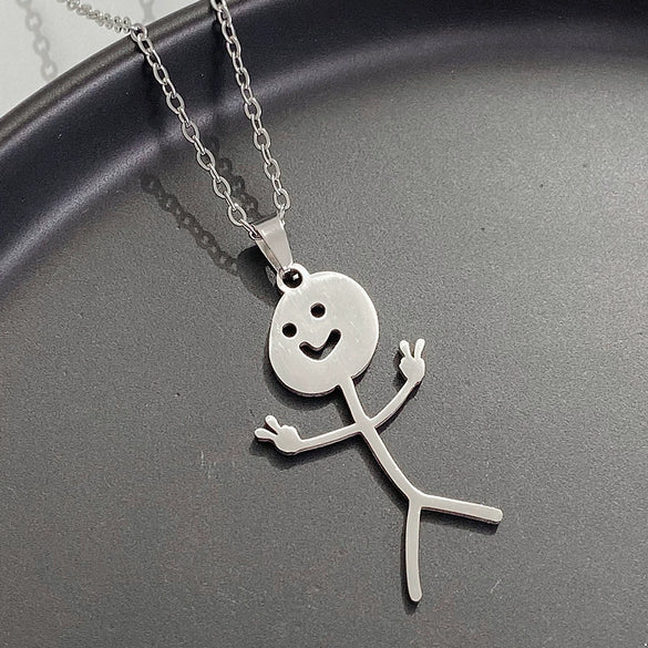 Stainless Steel Geometric Funny Doodle Unisex Necklace