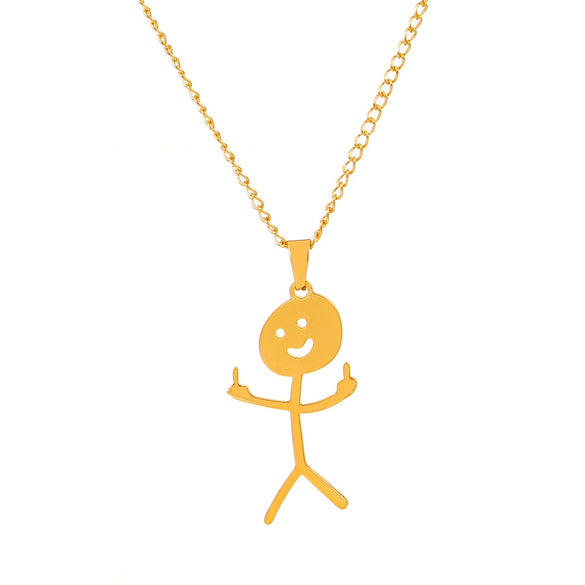 Stainless Steel Geometric Funny Doodle Unisex Necklace