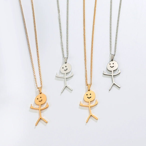 Stainless Steel Geometric Funny Doodle Unisex Necklace
