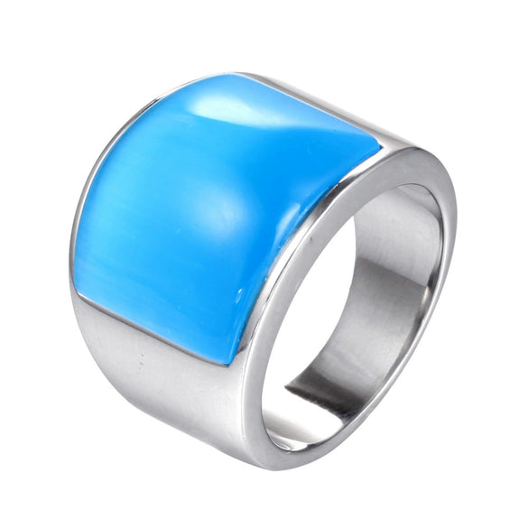 Stainless Steel Geometric Gem Ring Unisex Vacuum Plated Jewelry