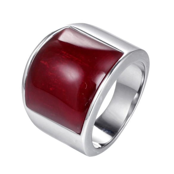 Stainless Steel Geometric Gem Ring Unisex Vacuum Plated Jewelry