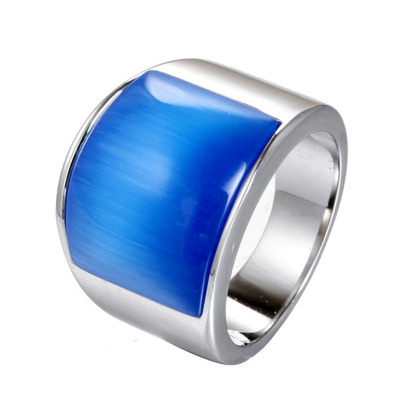 Stainless Steel Geometric Gem Ring Unisex Vacuum Plated Jewelry