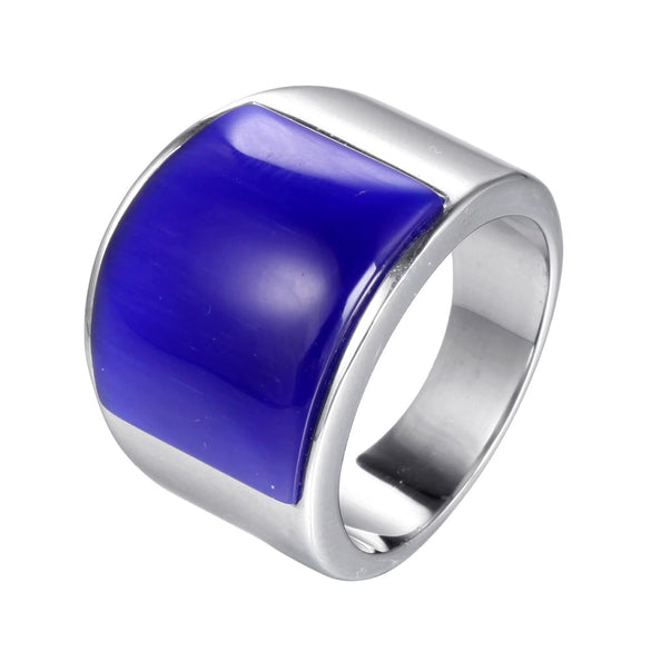 Stainless Steel Geometric Gem Ring Unisex Vacuum Plated Jewelry