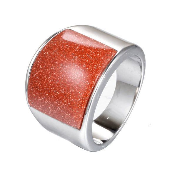 Stainless Steel Geometric Gem Ring Unisex Vacuum Plated Jewelry
