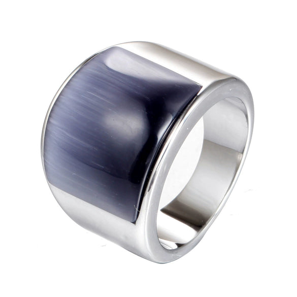 Stainless Steel Geometric Gem Ring Unisex Vacuum Plated Jewelry