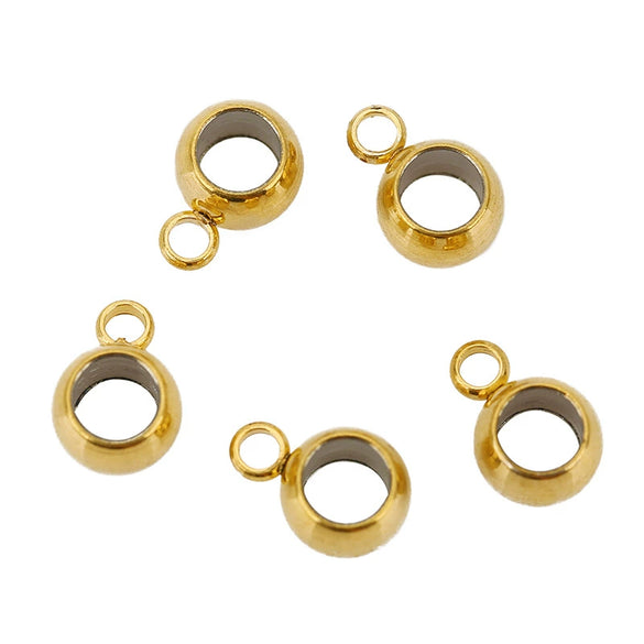 Stainless Steel Geometric Glossy Welding Ring Single Hole Beads 18K Vacuum Plated Pendant Accessories For Handmade Jewelry