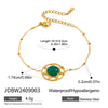 Stainless Steel Geometric Green Agate Hollow Pendant Bracelet With Electroplating For Women