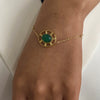 Stainless Steel Geometric Green Agate Hollow Pendant Bracelet With Electroplating For Women