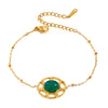 Stainless Steel Geometric Green Agate Hollow Pendant Bracelet With Electroplating For Women