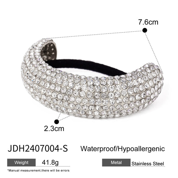 Stainless Steel Geometric Hair Ring Headwear With Diamondencrusted And Electroplating Treatment