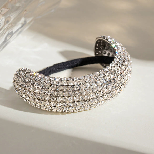 Stainless Steel Geometric Hair Ring Headwear With Diamondencrusted And Electroplating Treatment
