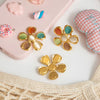 Stainless Steel Geometric Hammer Flower Ring With Electroplating For Women