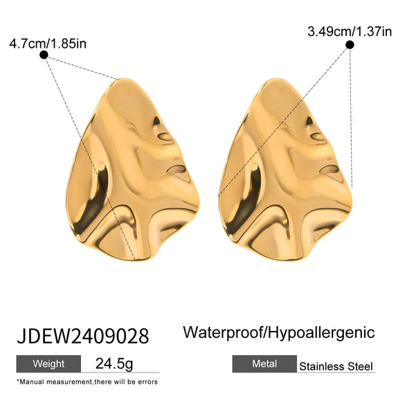 Stainless Steel Geometric Hammer Irregular Electroplated Women's Earrings