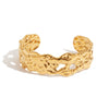 Stainless Steel Geometric Hammer Pattern Cut Out Open Bracelet Electroplated