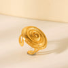 Stainless Steel Geometric Hammer Pattern Electroplating Spiral Opening Women's Ring
