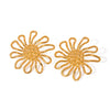 Stainless Steel Geometric Hammer Pattern Hollow Flower Earrings Electroplated Light Luxury Retro Women's Jewelry