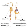 Stainless Steel Geometric Hammer Pattern Sun Moon Ear Buckle Earrings Electroplated For Women