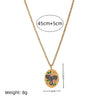 Stainless Steel Geometric Hand Painted Flower Love Pendant Necklace With Regular Chain And Electroplating