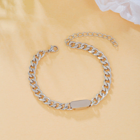 Stainless Steel Geometric Handmade Cuban Chain Bracelet Unisex