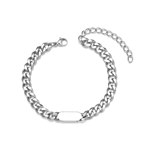 Stainless Steel Geometric Handmade Cuban Chain Bracelet Unisex