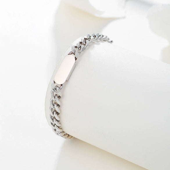 Stainless Steel Geometric Handmade Cuban Chain Bracelet Unisex