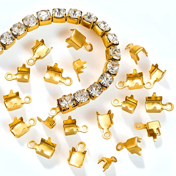 Stainless Steel Geometric Handmade Diy Necklace Ending Connection Buckle With 18K Vacuum Zircon Plated And Electroplating Treatment