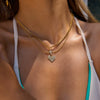 Stainless Steel Geometric Heart Cross Pendant Necklace With Diamonds Electroplated For Women