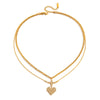 Stainless Steel Geometric Heart Cross Pendant Necklace With Diamonds Electroplated For Women