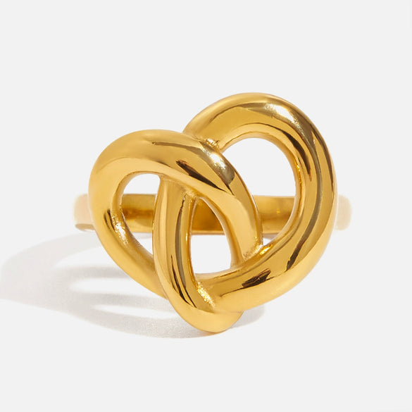 Stainless Steel Geometric Heart Cut Out Ring Jewelry Retro Style Electroplated For Women