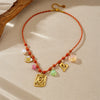 Stainless Steel Geometric Heart Dog Paw Pendant Knotted Necklace For Women