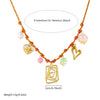 Stainless Steel Geometric Heart Dog Paw Pendant Knotted Necklace For Women