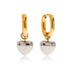 Stainless Steel Geometric Heart Earrings For Women Electroplated