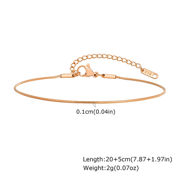 Stainless Steel Geometric Heart Flat Cross Snake Chain Anklet For Girls