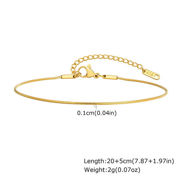 Stainless Steel Geometric Heart Flat Cross Snake Chain Anklet For Girls