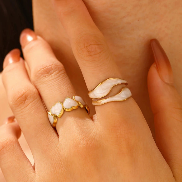 Stainless Steel Geometric Heart Love Oil Dropping Women's Ring